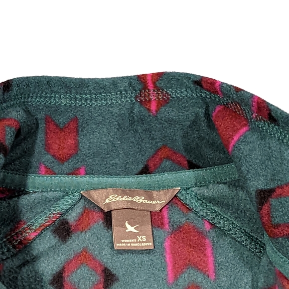 Eddie Bauer Quarter Zip Aztec Print Pullover Fleece Women's Size XS - Picture 2 of 10